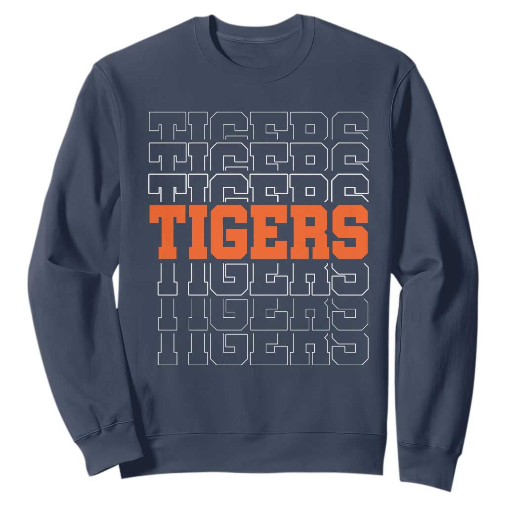 Vintage Tiger Sweatshirt Last Name Vintage Sports Jersey Style TS10 Navy Print Your Wear