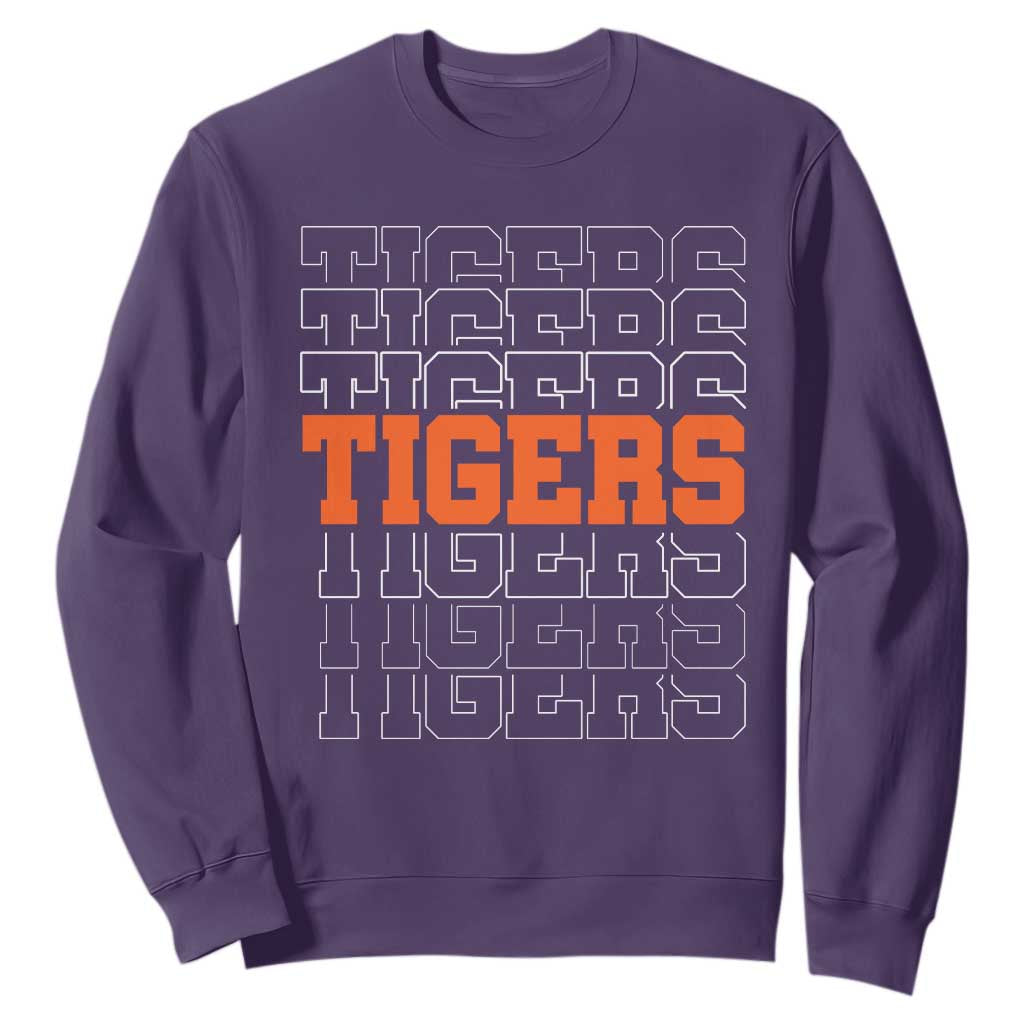 Vintage Tiger Sweatshirt Last Name Vintage Sports Jersey Style TS10 Purple Print Your Wear