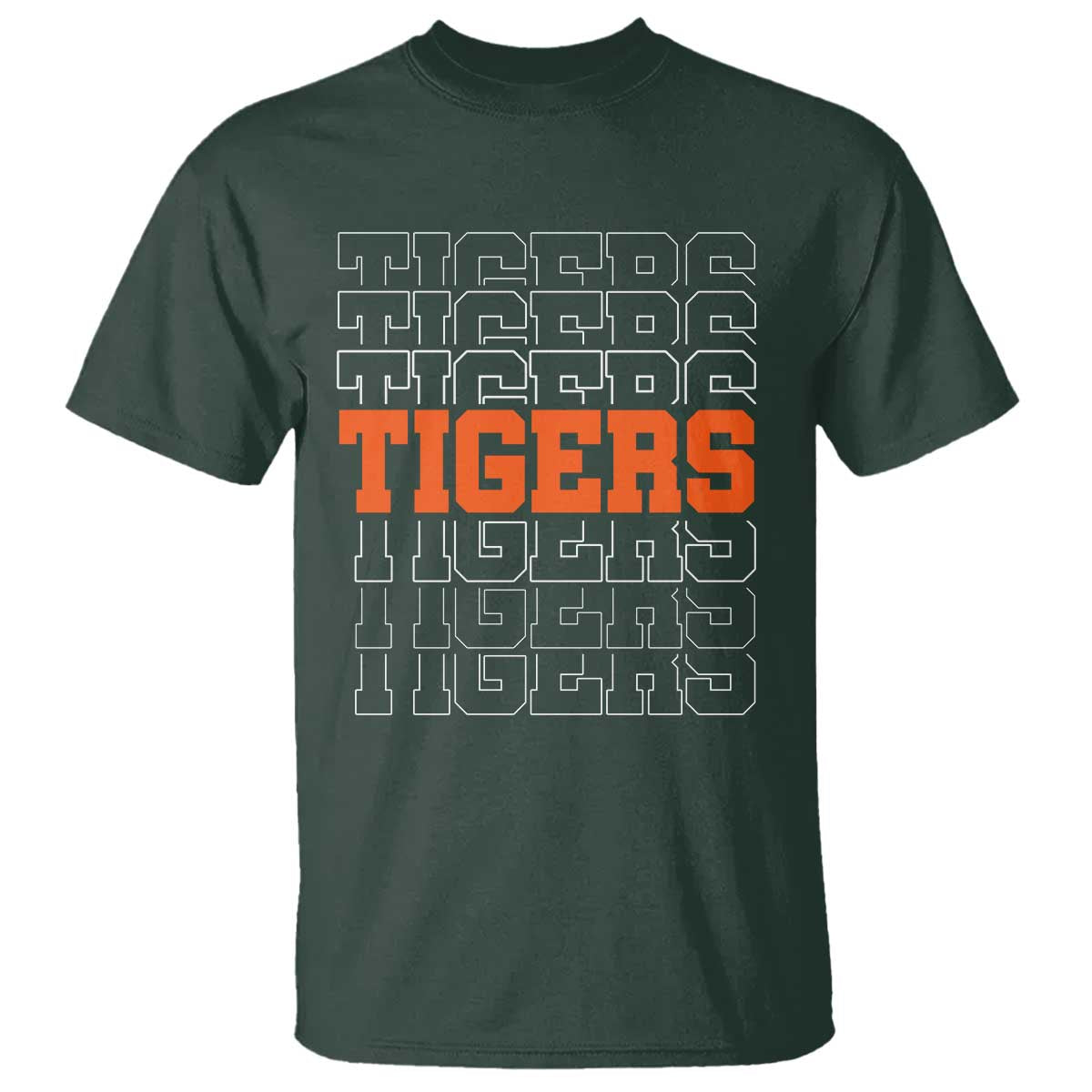 Vintage Tiger T Shirt Last Name Vintage Sports Jersey Style TS10 Dark Forest Green Print Your Wear