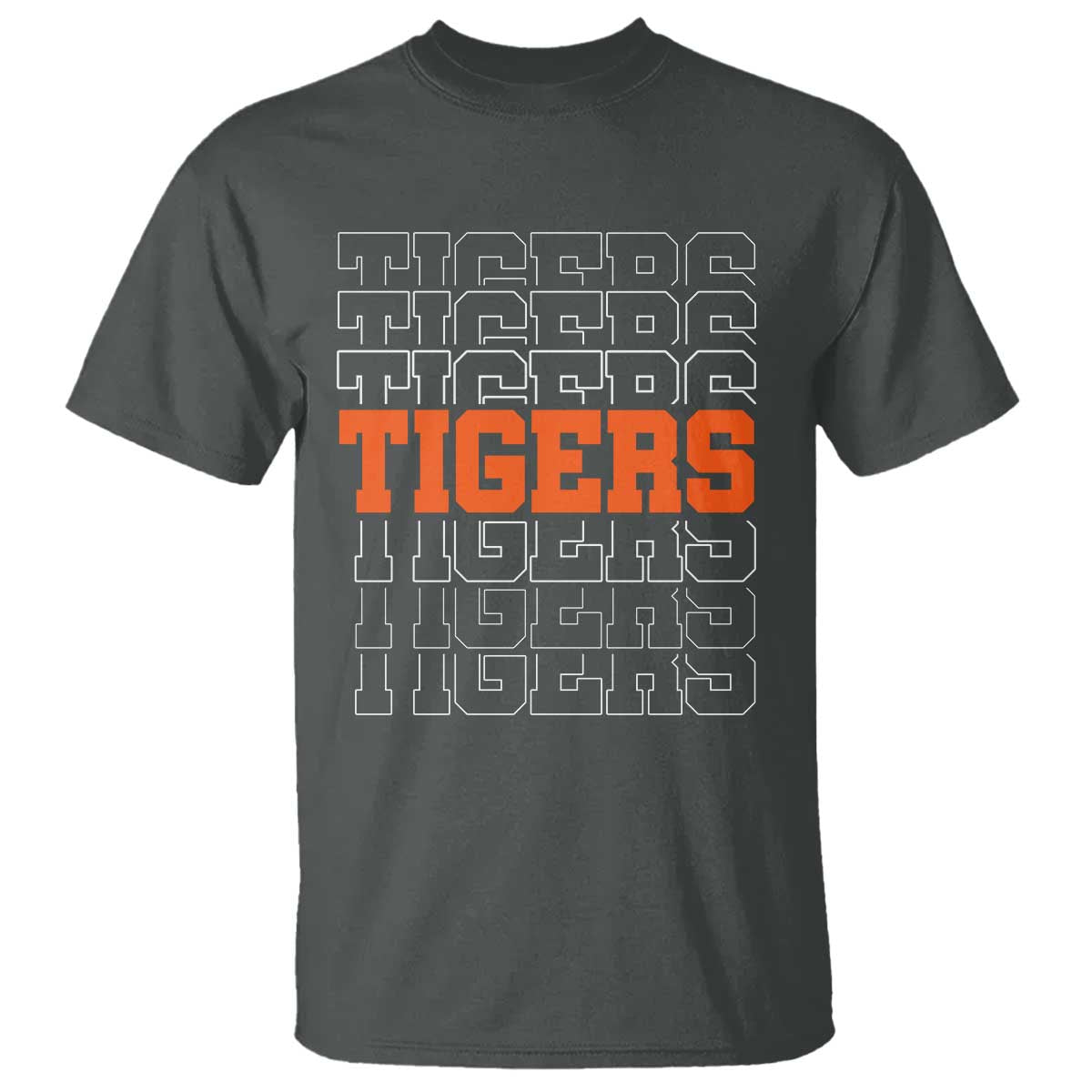 Vintage Tiger T Shirt Last Name Vintage Sports Jersey Style TS10 Dark Heather Print Your Wear