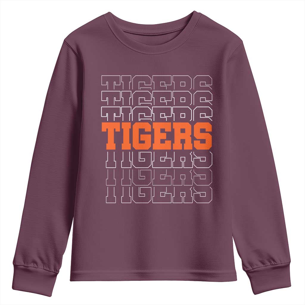 Vintage Tiger Youth Sweatshirt Last Name Vintage Sports Jersey Style TS10 Maroon Print Your Wear