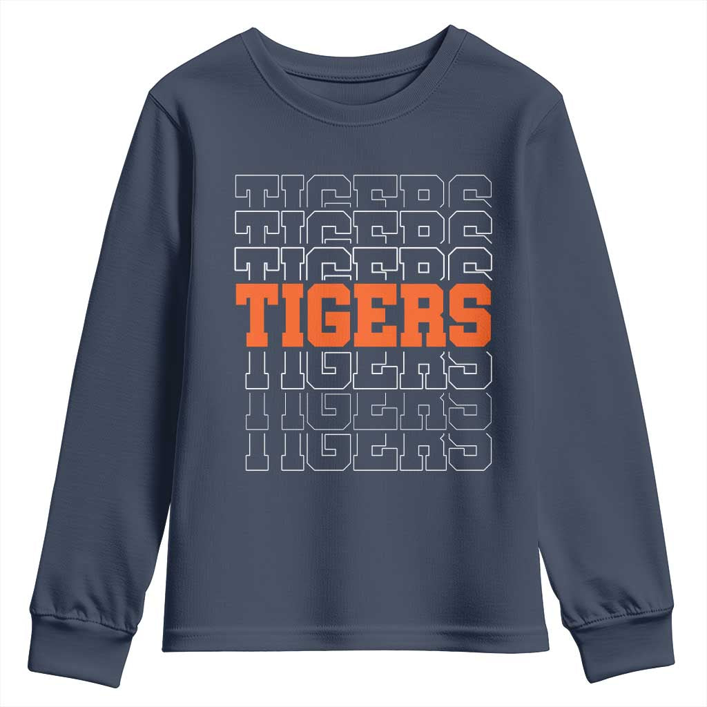 Vintage Tiger Youth Sweatshirt Last Name Vintage Sports Jersey Style TS10 Navy Print Your Wear
