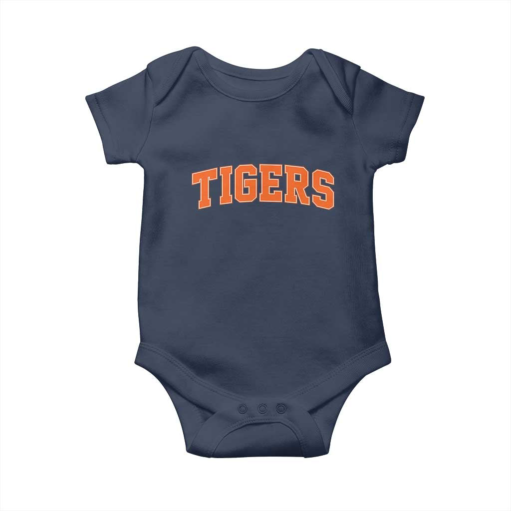 Vintage Tiger Baby Onesie Varsity Name Vintage Sports Jersey Style TS10 Navy Print Your Wear
