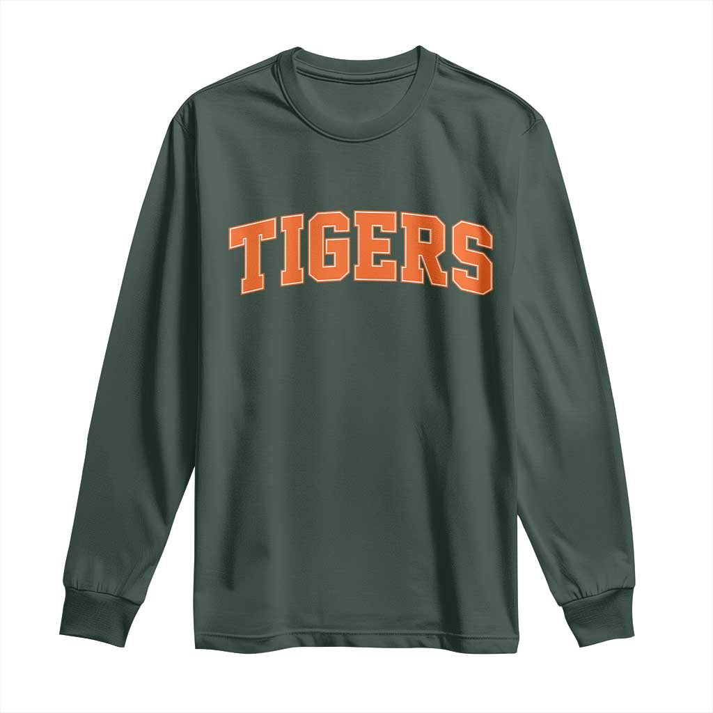 Vintage Tiger Long Sleeve Shirt Varsity Name Vintage Sports Jersey Style TS10 Dark Forest Green Print Your Wear