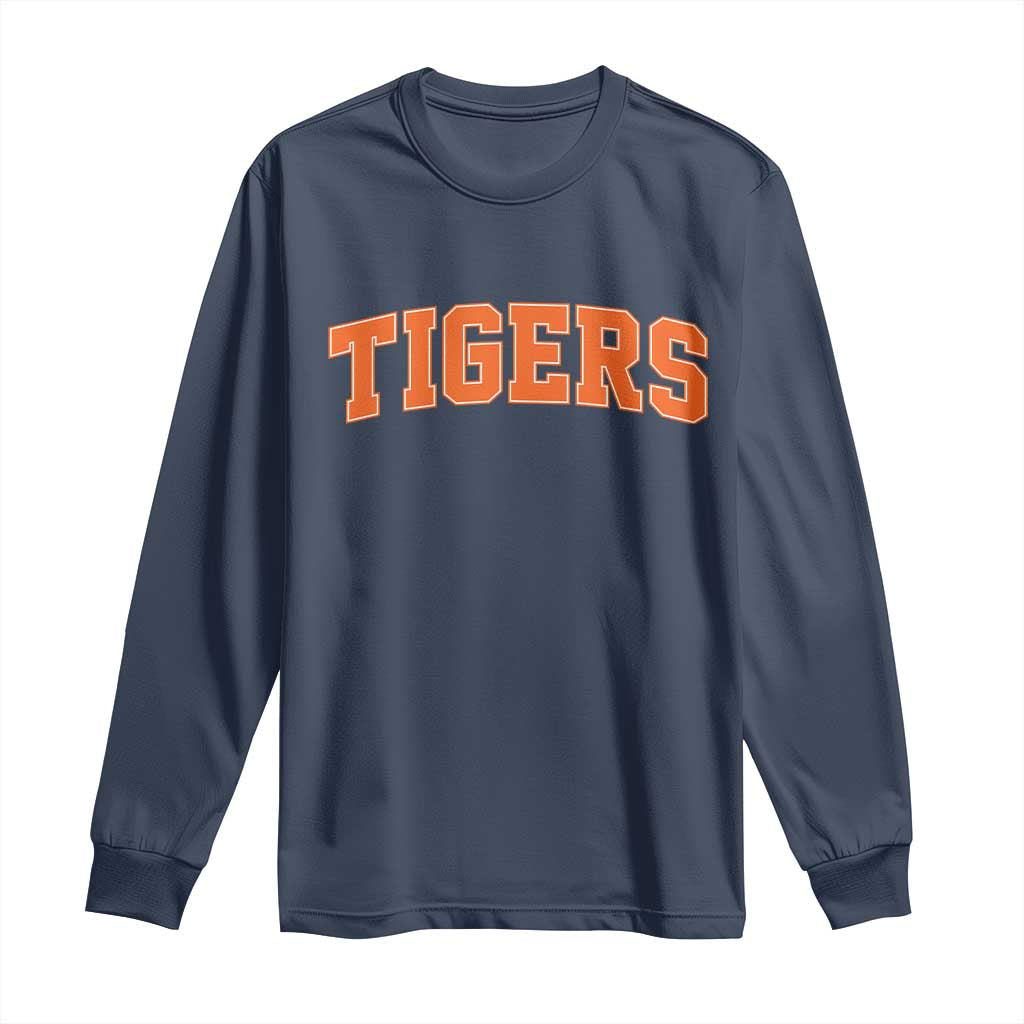 Vintage Tiger Long Sleeve Shirt Varsity Name Vintage Sports Jersey Style TS10 Navy Print Your Wear