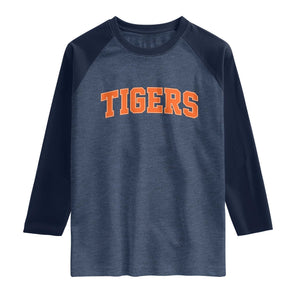 Vintage Tiger Raglan Shirt Varsity Name Vintage Sports Jersey Style TS10 Heather Denim Navy Print Your Wear