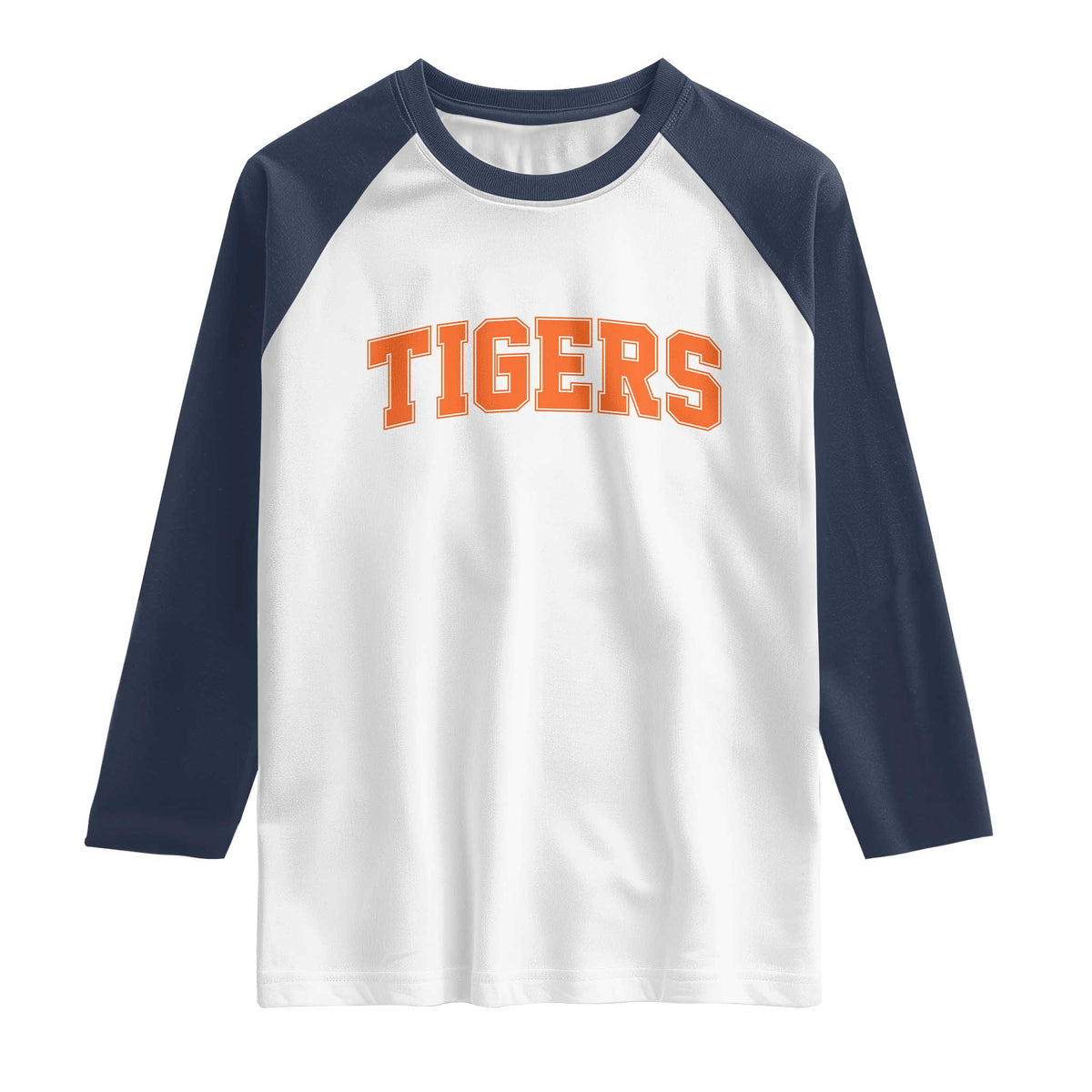 Vintage Tiger Raglan Shirt Varsity Name Vintage Sports Jersey Style TS10 White Navy Print Your Wear