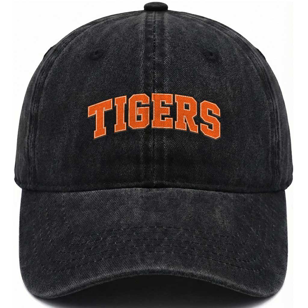 Vintage Tiger Washed Cotton Baseball Cap Varsity Name Vintage Sports Jersey Style TS10 Print Your Wear