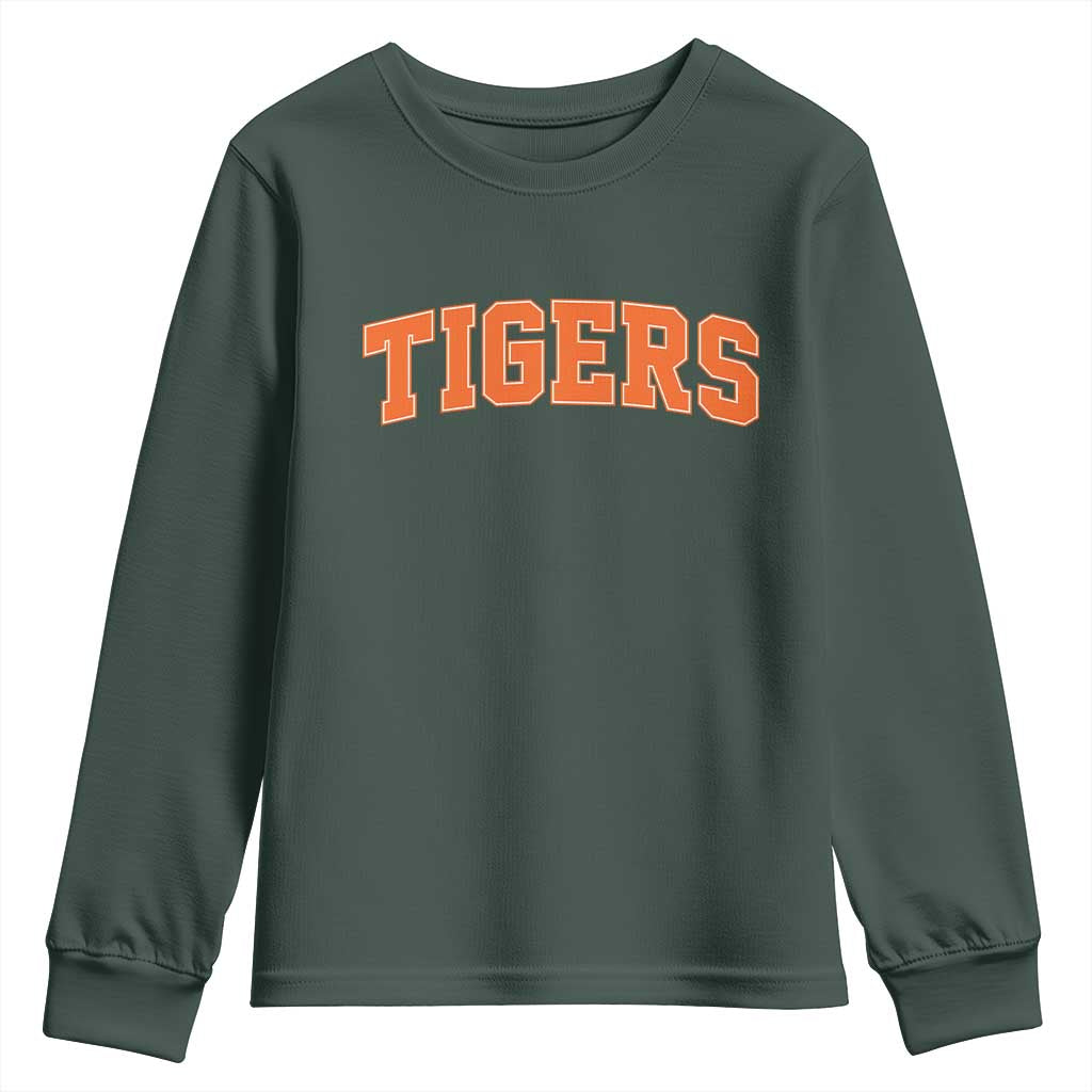 Vintage Tiger Youth Sweatshirt Varsity Name Vintage Sports Jersey Style TS10 Dark Forest Green Print Your Wear