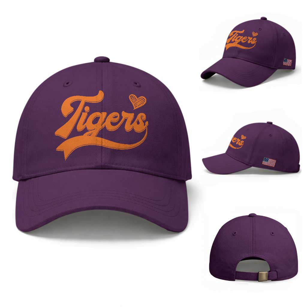 Vintage Tiger Baseball Cap Varsity Name Script Vintage Sports Jersey Style TS10 Baseball Cap Universal Fit Purple Print Your Wear
