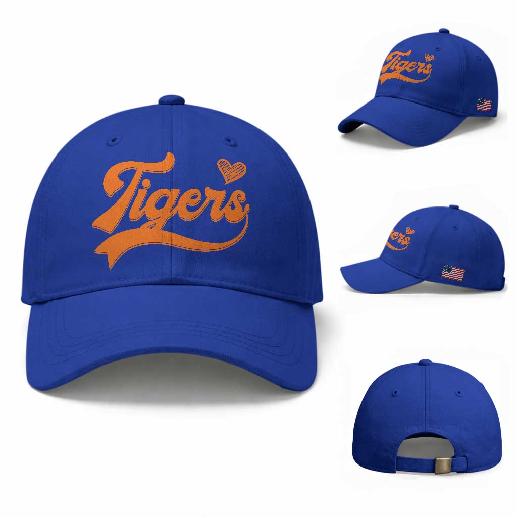Vintage Tiger Baseball Cap Varsity Name Script Vintage Sports Jersey Style TS10 Baseball Cap Universal Fit Royal Blue Print Your Wear