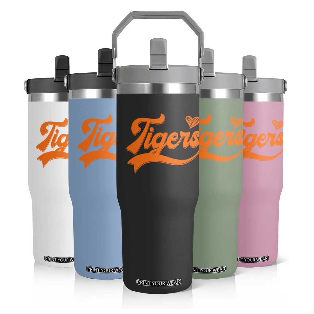Vintage Tiger Flip Straw Tumbler Varsity Name Script Vintage Sports Jersey Style TS10 Print Your Wear