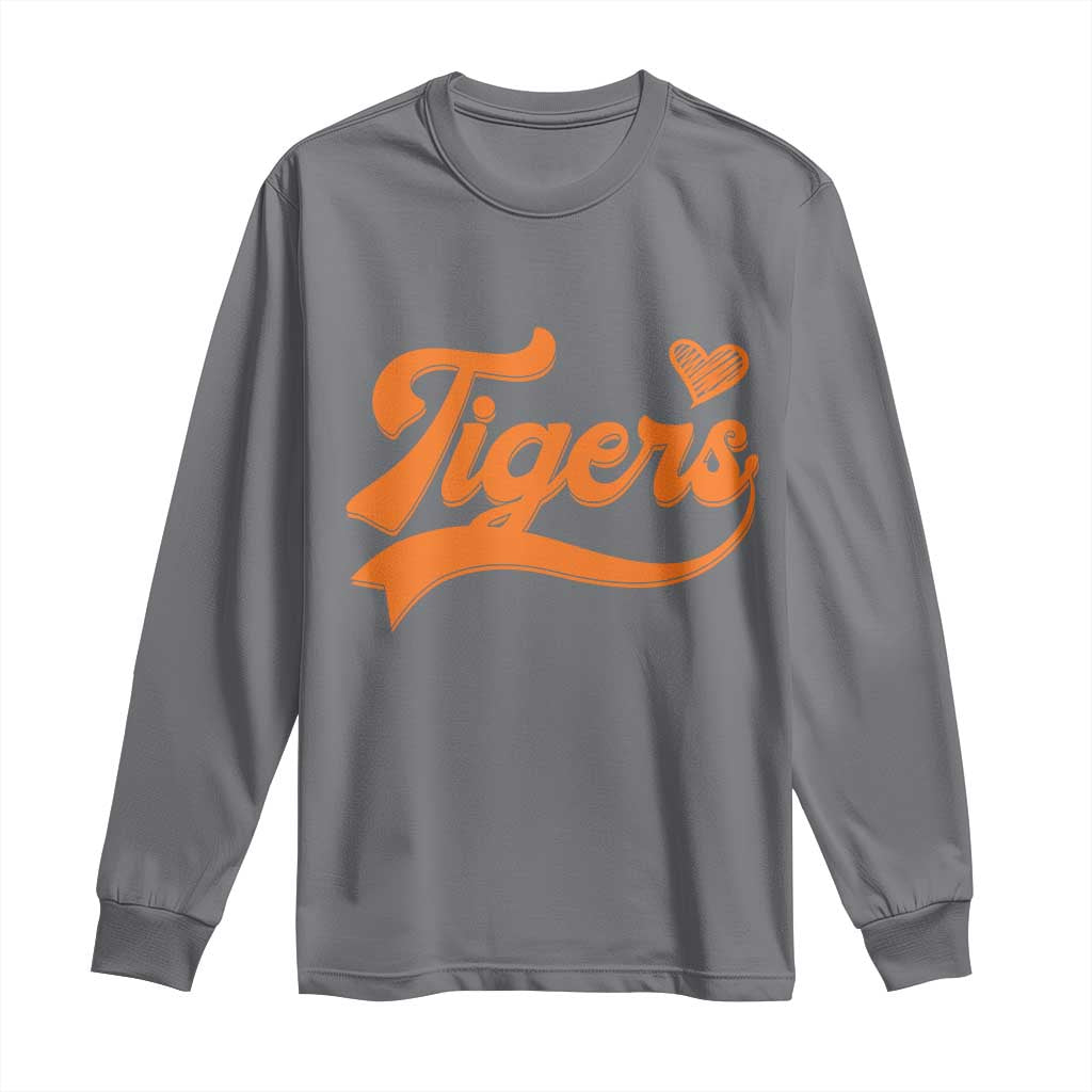Vintage Tiger Long Sleeve Shirt Varsity Name Script Vintage Sports Jersey Style TS10 Charcoal Print Your Wear