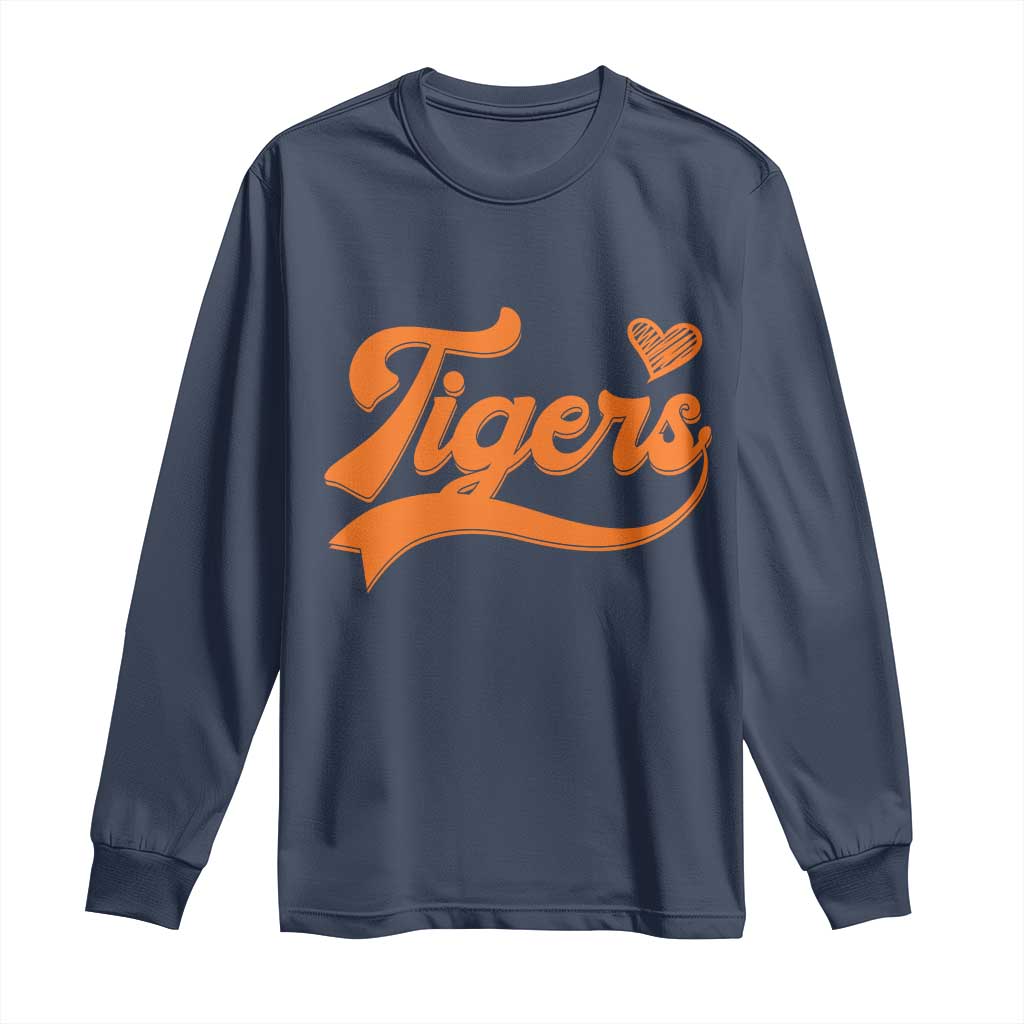 Vintage Tiger Long Sleeve Shirt Varsity Name Script Vintage Sports Jersey Style TS10 Navy Print Your Wear