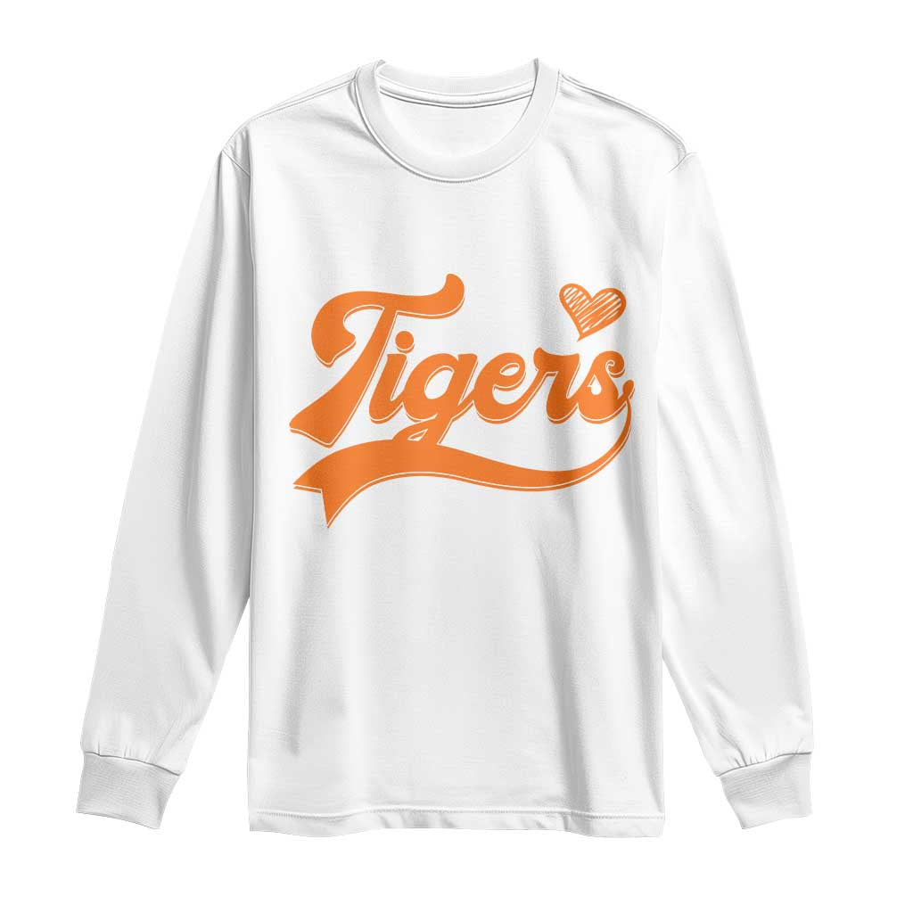 Vintage Tiger Long Sleeve Shirt Varsity Name Script Vintage Sports Jersey Style TS10 White Print Your Wear