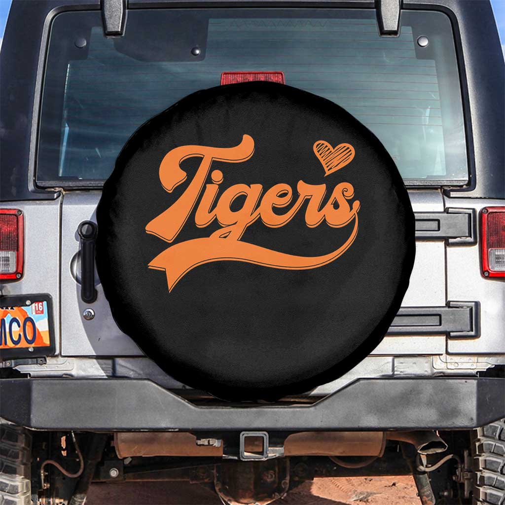 Vintage Tiger Spare Tire Cover Varsity Name Script Vintage Sports Jersey Style TS10 No hole Black Print Your Wear