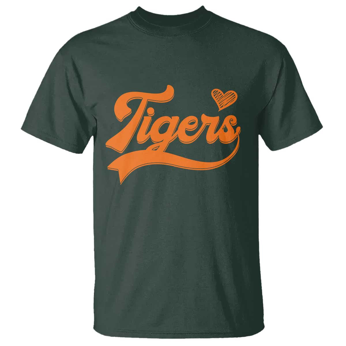 Vintage Tiger T Shirt Varsity Name Script Vintage Sports Jersey Style TS10 Dark Forest Green Print Your Wear