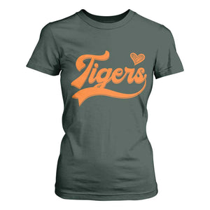 Vintage Tiger T Shirt For Women - Varsity Name Script Vintage Sports Jersey Style TS10 Dark Forest Green Print Your Wear