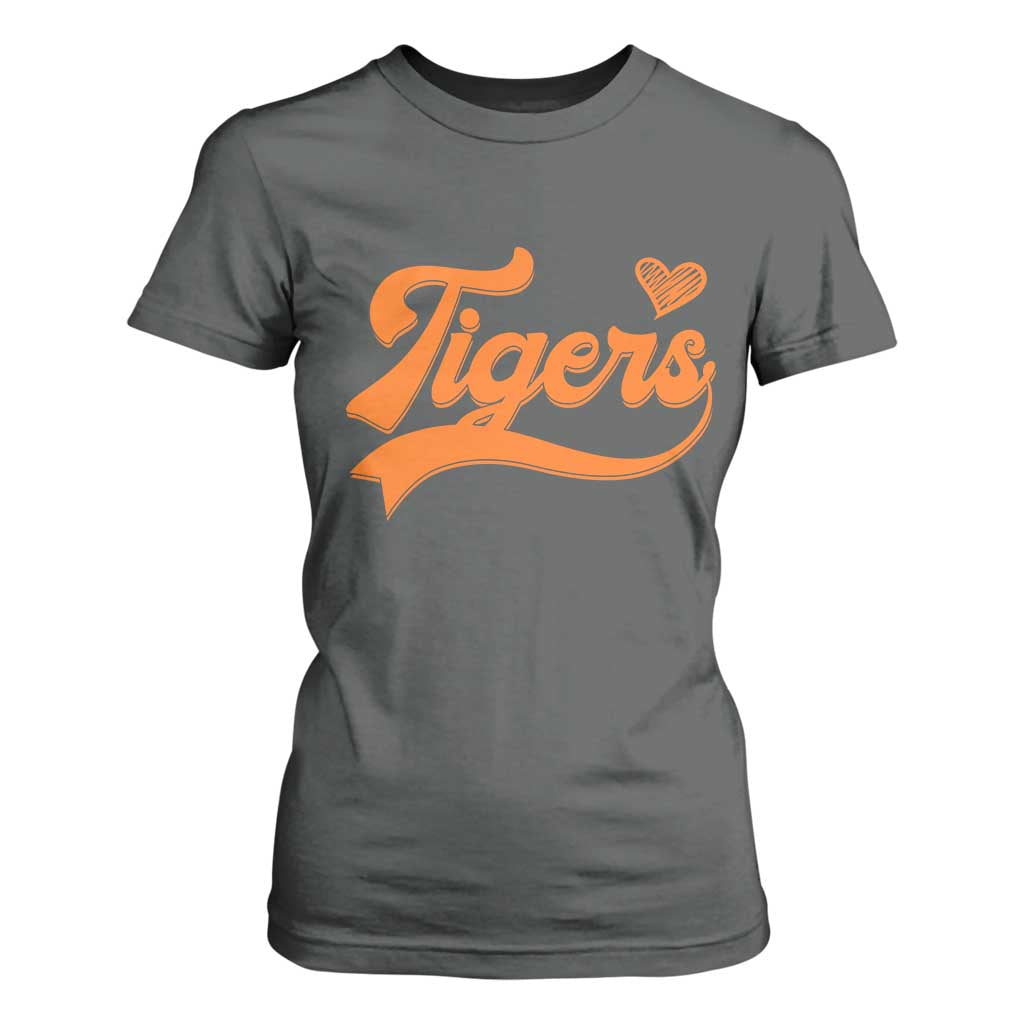 Vintage Tiger T Shirt For Women - Varsity Name Script Vintage Sports Jersey Style TS10 Dark Heather Print Your Wear