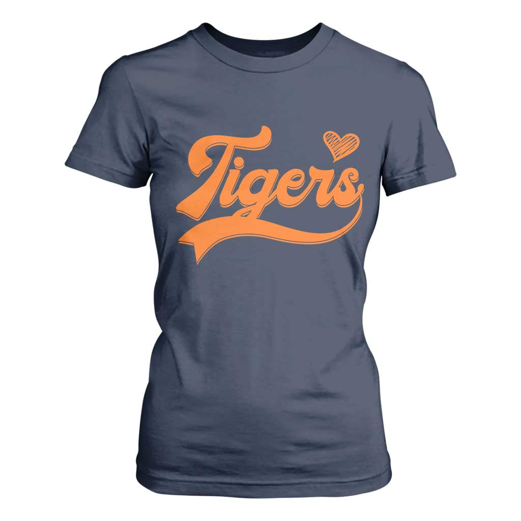Vintage Tiger T Shirt For Women - Varsity Name Script Vintage Sports Jersey Style TS10 Navy Print Your Wear