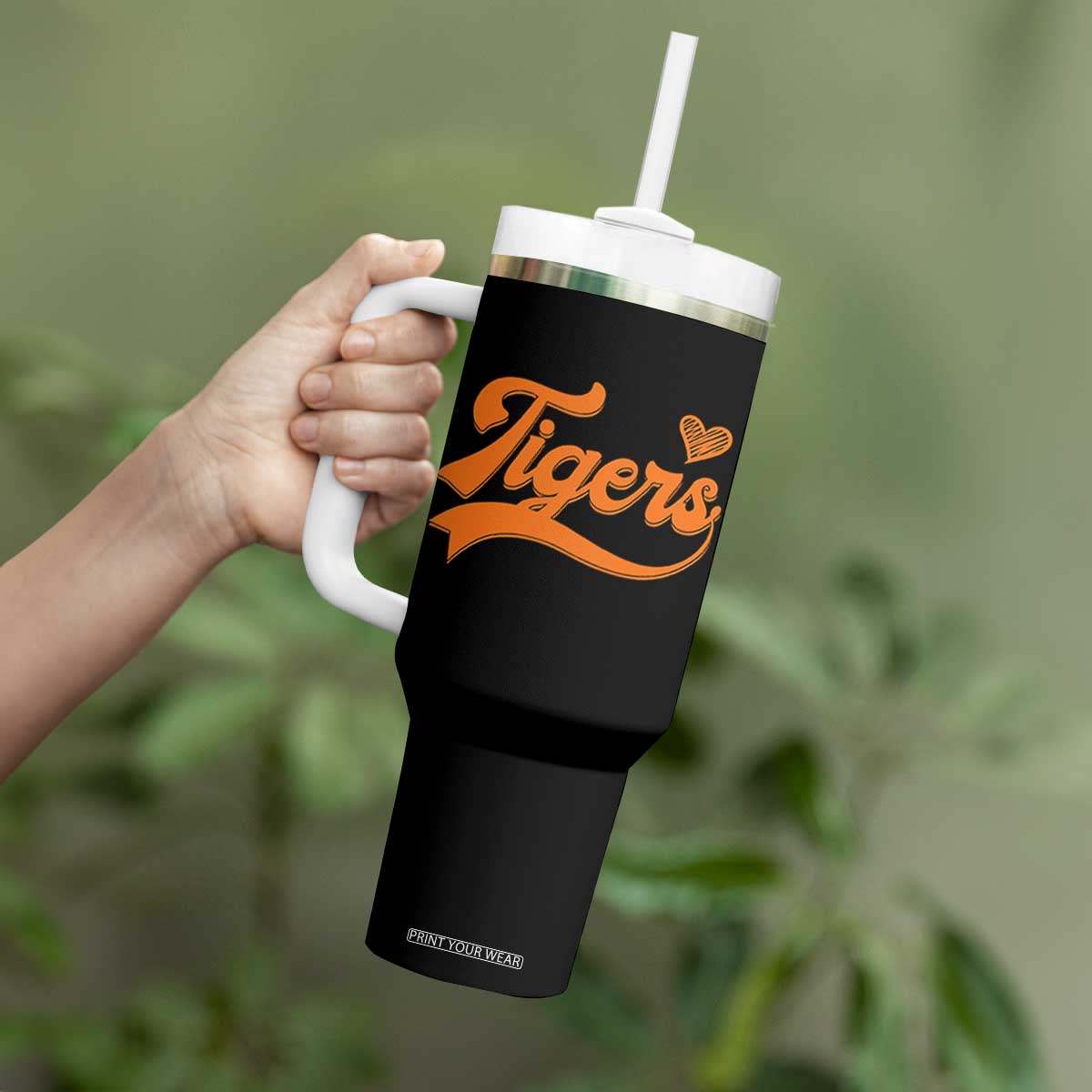 Vintage Tiger Tumbler With Handle Varsity Name Script Vintage Sports Jersey Style TS10 Print Your Wear