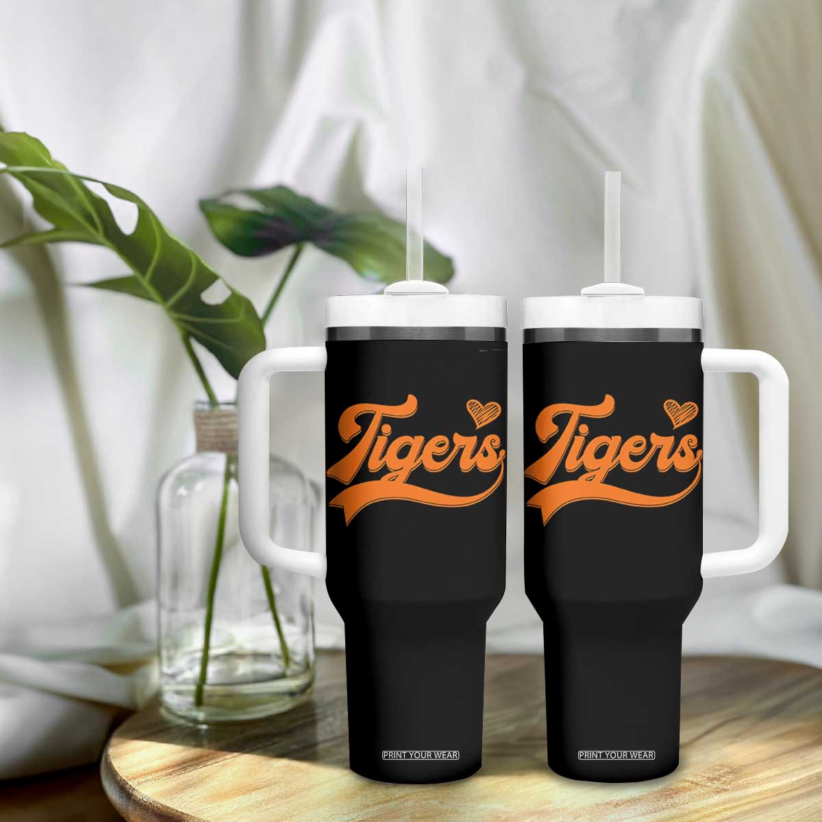 Vintage Tiger Tumbler With Handle Varsity Name Script Vintage Sports Jersey Style TS10 Print Your Wear