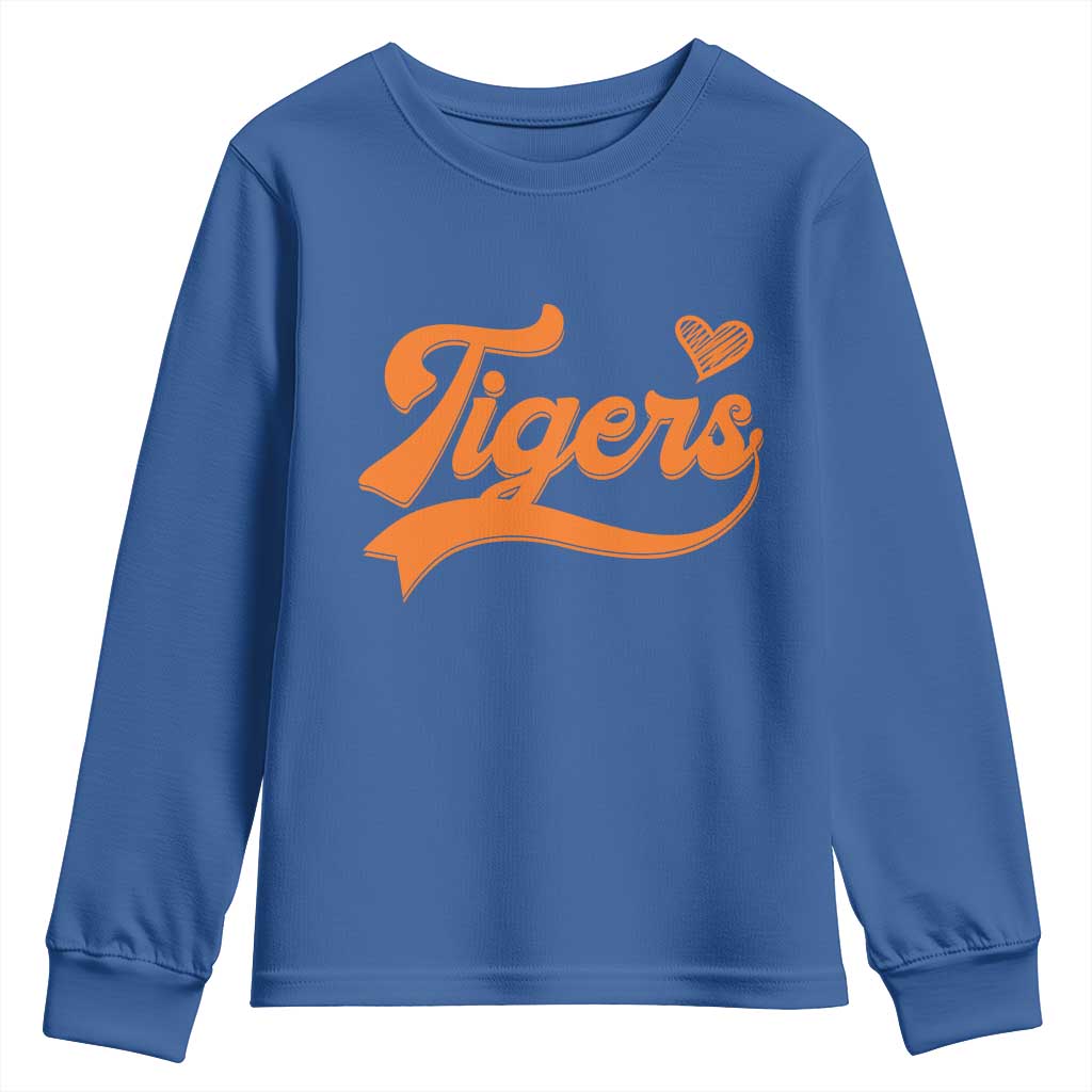 Vintage Tiger Youth Sweatshirt Varsity Name Script Vintage Sports Jersey Style TS10 Royal Blue Print Your Wear