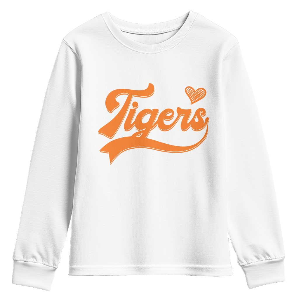 Vintage Tiger Youth Sweatshirt Varsity Name Script Vintage Sports Jersey Style TS10 White Print Your Wear