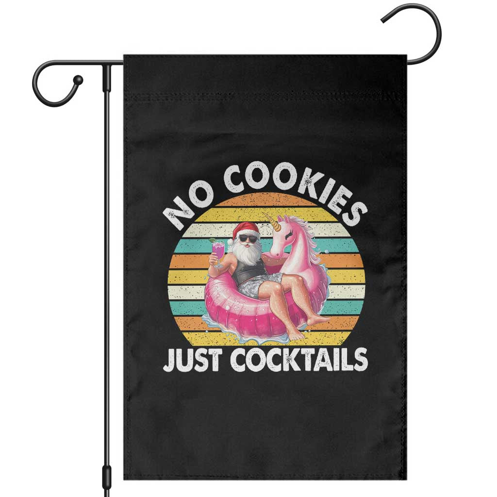 Santa Christmas In July Garden Flag No Cookies Just Cocktails Flamingo Summer Beach Hawaii TS10 Black Print Your Wear