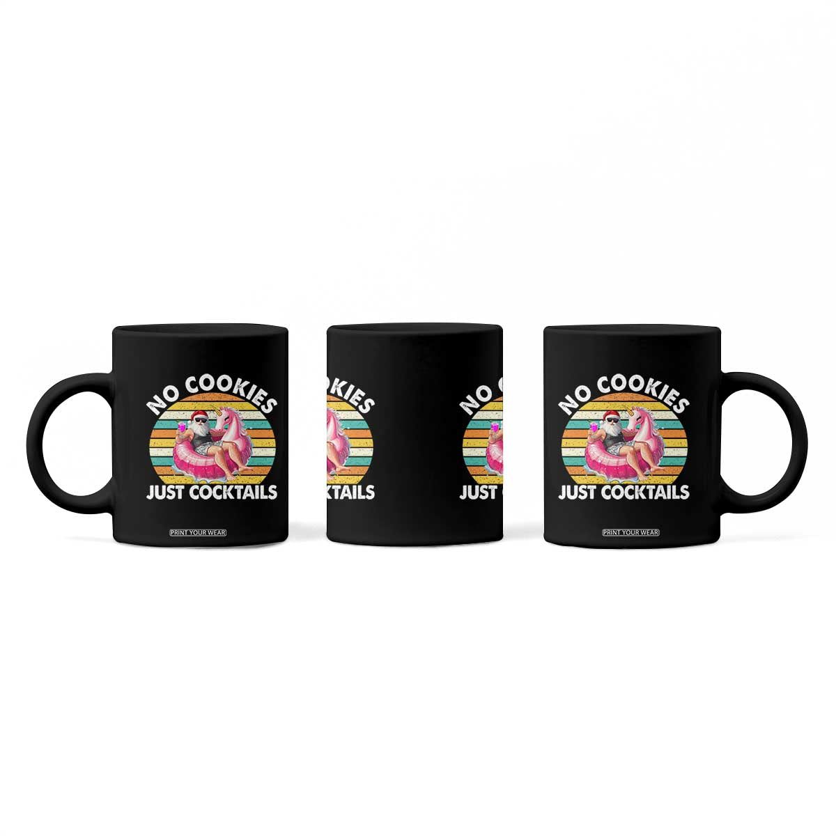 Santa Christmas In July Coffee Mug No Cookies Just Cocktails Flamingo Summer Beach Hawaii TS10 Print Your Wear