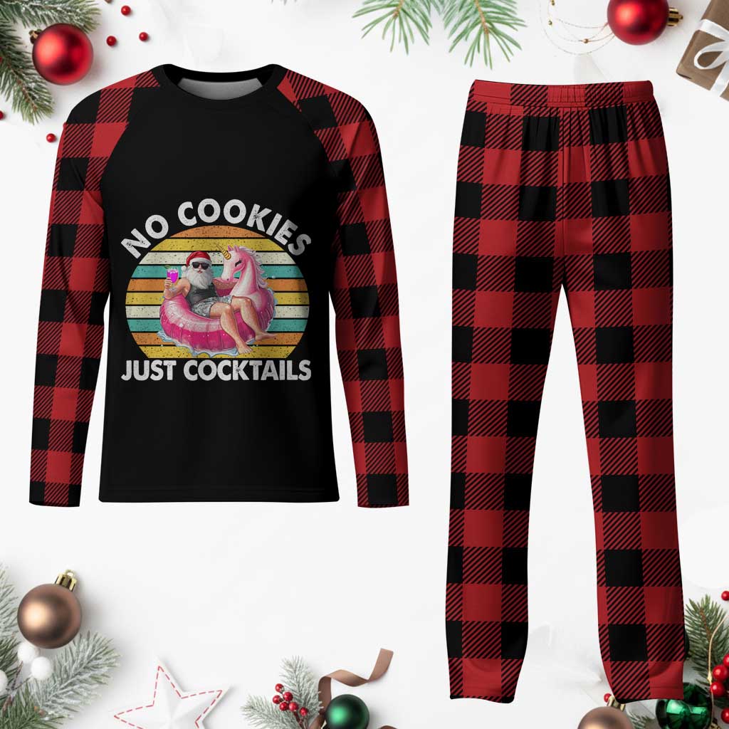 Santa Christmas In July Plaid Pajama Set No Cookies Just Cocktails Flamingo Summer Beach Hawaii TS10 Buffalo Plaid Print Your Wear