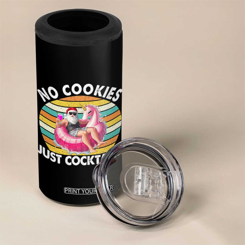 Santa Christmas In July 4 in 1 Can Cooler Tumbler No Cookies Just Cocktails Flamingo Summer Beach Hawaii TS10 Print Your Wear