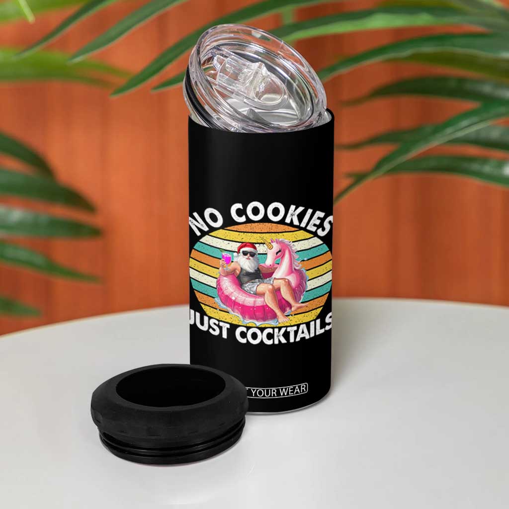 Santa Christmas In July 4 in 1 Can Cooler Tumbler No Cookies Just Cocktails Flamingo Summer Beach Hawaii TS10 Print Your Wear