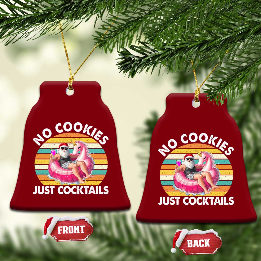 Santa Xmas In July Ceramic Ornament No Cookies Just Cocktails Flamingo Summer Beach Hawaii TS10 Print Your Wear