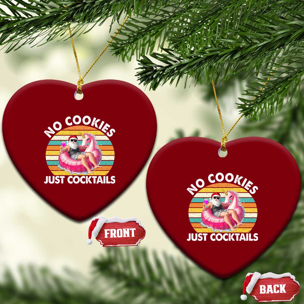 Santa Xmas In July Ceramic Ornament No Cookies Just Cocktails Flamingo Summer Beach Hawaii TS10 Print Your Wear