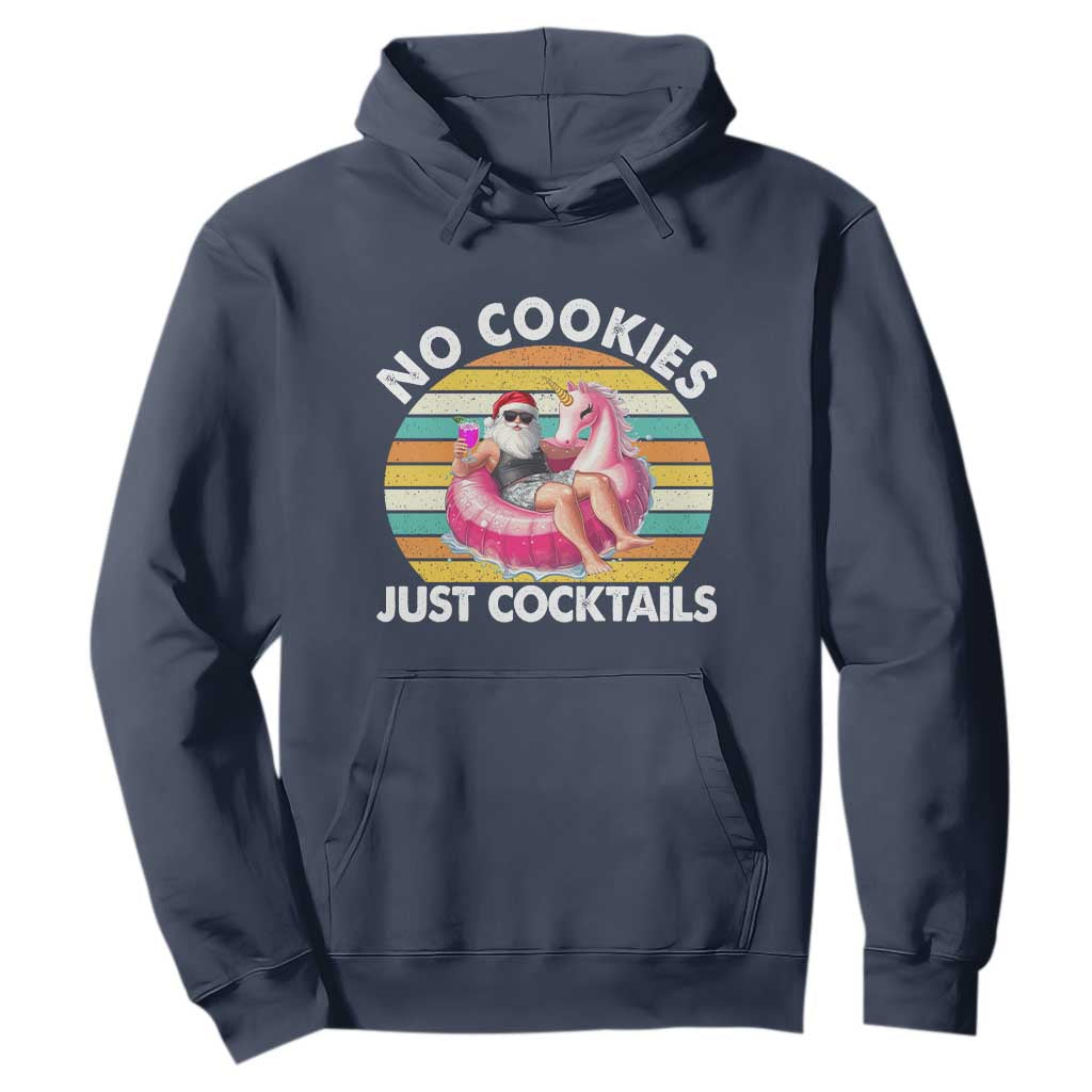 Santa Christmas In July Hoodie No Cookies Just Cocktails Flamingo Summer Beach Hawaii TS10 Navy Print Your Wear
