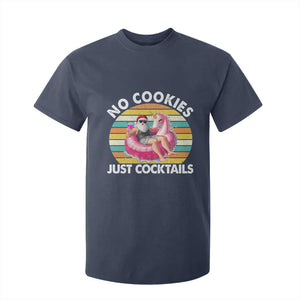 Santa Christmas In July T Shirt For Kid No Cookies Just Cocktails Flamingo Summer Beach Hawaii TS10 Navy Print Your Wear