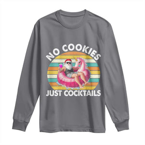 Santa Christmas In July Long Sleeve Shirt No Cookies Just Cocktails Flamingo Summer Beach Hawaii TS10 Charcoal Print Your Wear