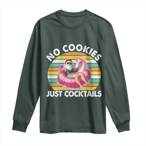 Santa Christmas In July Long Sleeve Shirt No Cookies Just Cocktails Flamingo Summer Beach Hawaii TS10 Dark Forest Green Print Your Wear