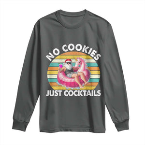 Santa Christmas In July Long Sleeve Shirt No Cookies Just Cocktails Flamingo Summer Beach Hawaii TS10 Dark Heather Print Your Wear