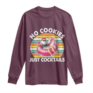 Santa Christmas In July Long Sleeve Shirt No Cookies Just Cocktails Flamingo Summer Beach Hawaii TS10 Maroon Print Your Wear