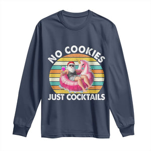 Santa Christmas In July Long Sleeve Shirt No Cookies Just Cocktails Flamingo Summer Beach Hawaii TS10 Navy Print Your Wear