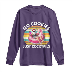 Santa Christmas In July Long Sleeve Shirt No Cookies Just Cocktails Flamingo Summer Beach Hawaii TS10 Purple Print Your Wear