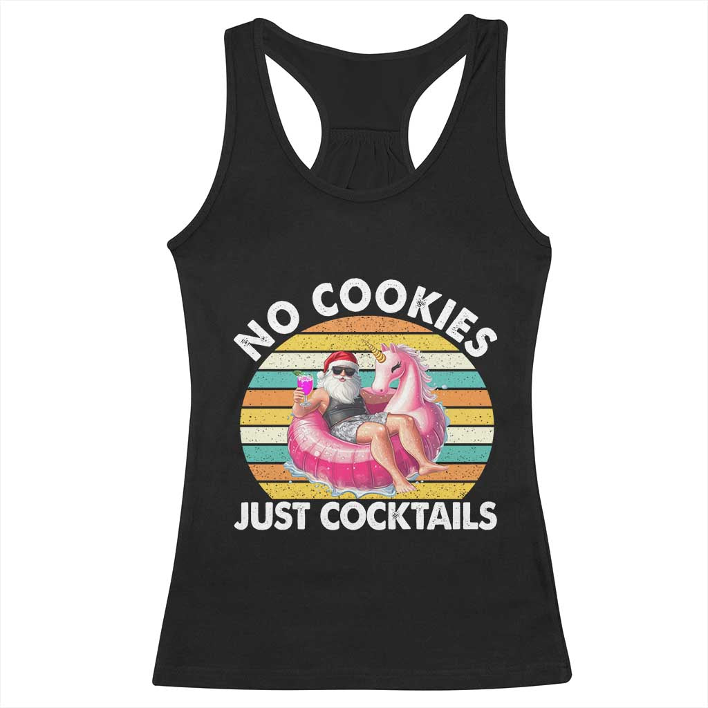 Santa Christmas In July Racerback Tank Top No Cookies Just Cocktails Flamingo Summer Beach Hawaii TS10 Black Print Your Wear
