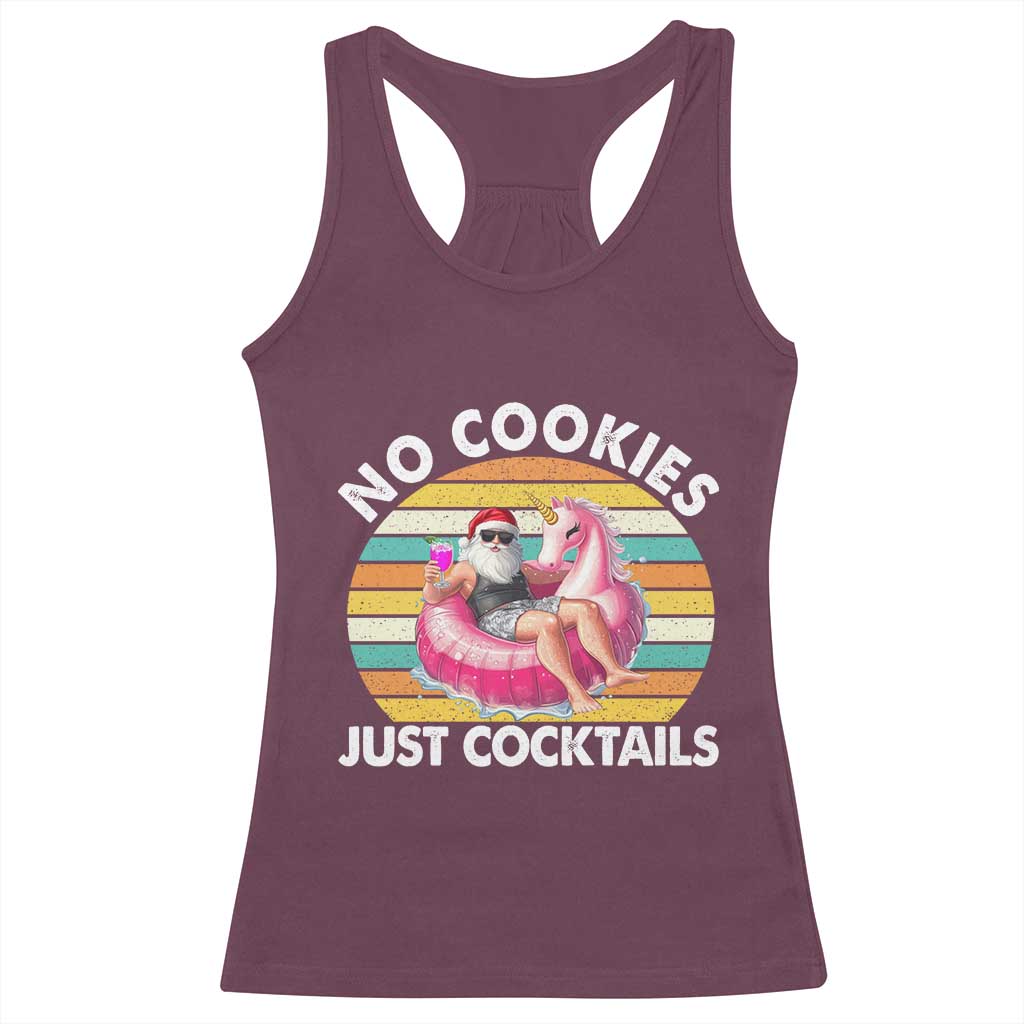 Santa Christmas In July Racerback Tank Top No Cookies Just Cocktails Flamingo Summer Beach Hawaii TS10 Maroon Print Your Wear