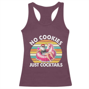 Santa Christmas In July Racerback Tank Top No Cookies Just Cocktails Flamingo Summer Beach Hawaii TS10 Maroon Print Your Wear