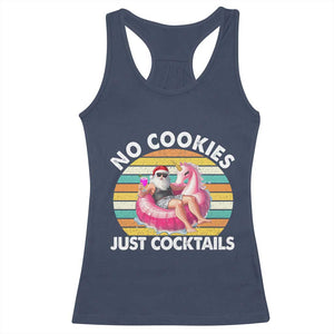 Santa Christmas In July Racerback Tank Top No Cookies Just Cocktails Flamingo Summer Beach Hawaii TS10 Navy Print Your Wear