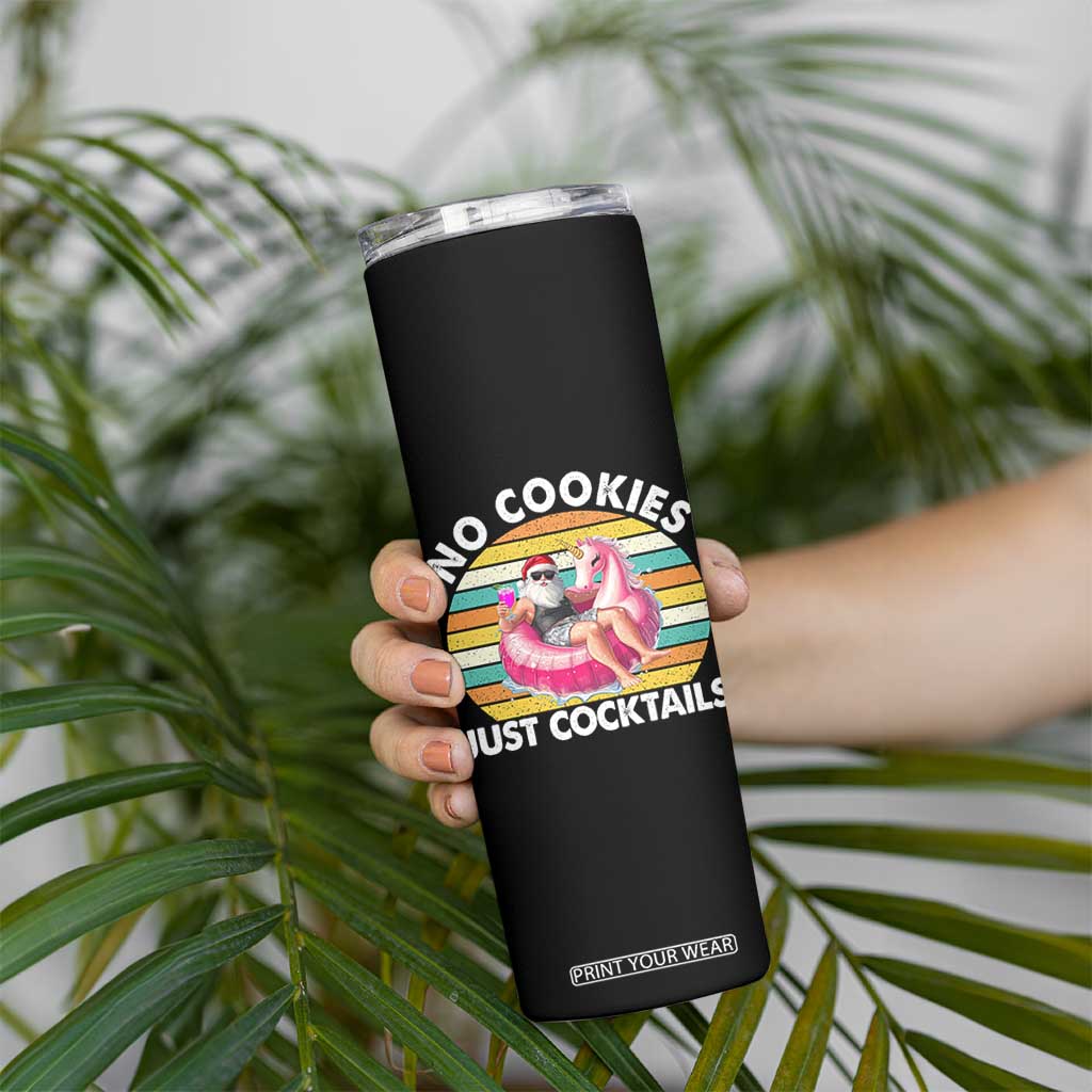 Santa Christmas In July Skinny Tumbler No Cookies Just Cocktails Flamingo Summer Beach Hawaii TS10 Print Your Wear
