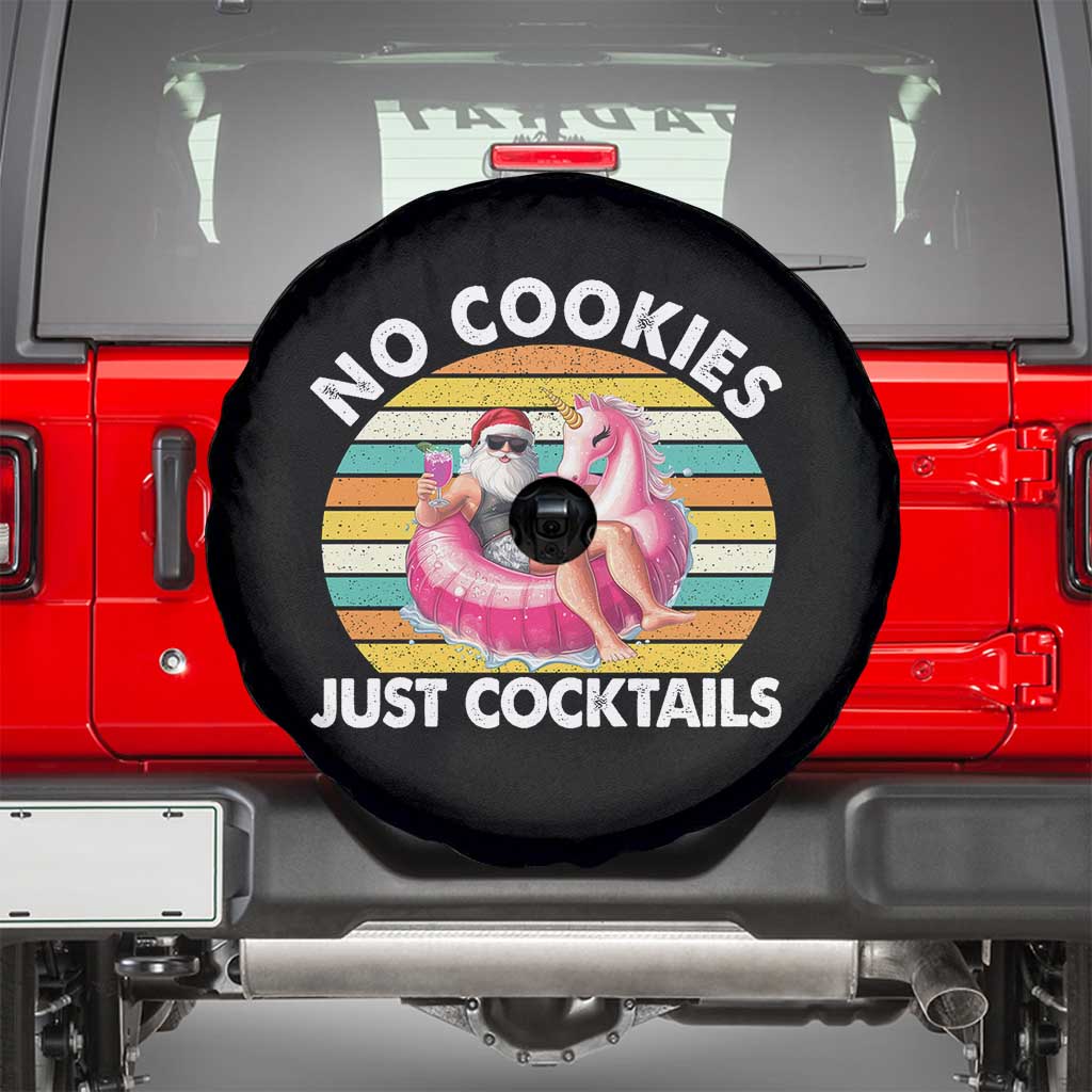 Santa Christmas In July Spare Tire Cover No Cookies Just Cocktails Flamingo Summer Beach Hawaii TS10 Black Print Your Wear