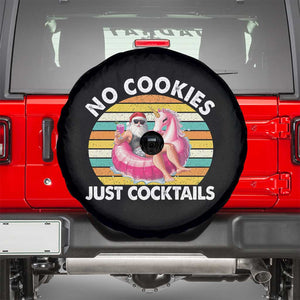 Santa Christmas In July Spare Tire Cover No Cookies Just Cocktails Flamingo Summer Beach Hawaii TS10 Black Print Your Wear